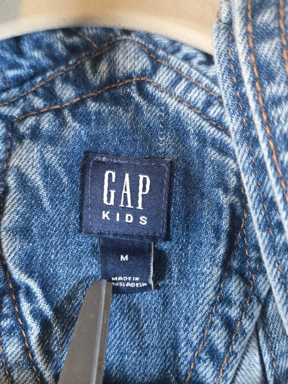 GAP Kids Denim Overalls M 8-9 Loose Medium Wash Distressed Bib Jeans 100% Cotton